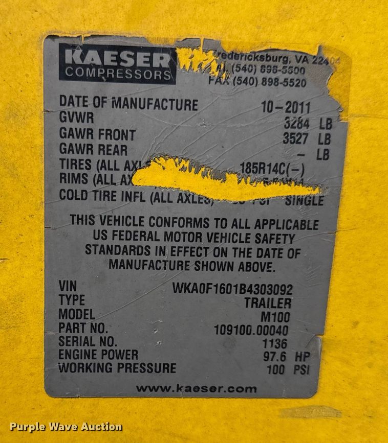 image for item ED1534 2012 Kaeser M100 air compressor