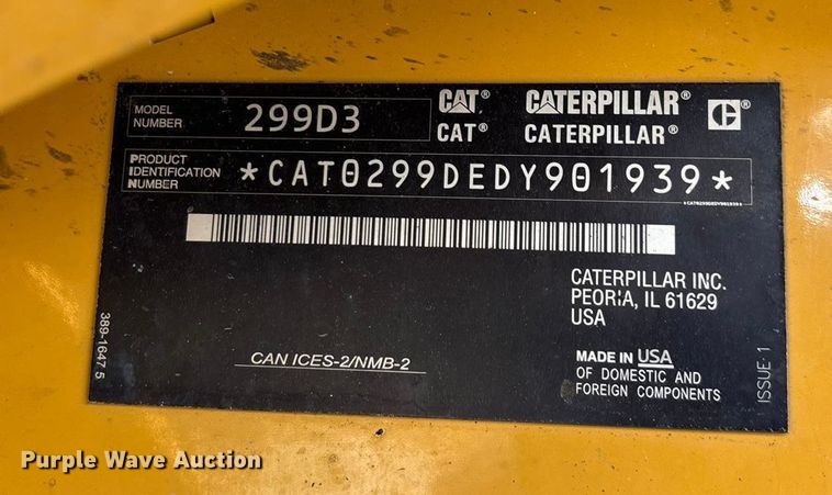 image for item ED2224 2020 Caterpillar 299D3 tracked skid steer loader