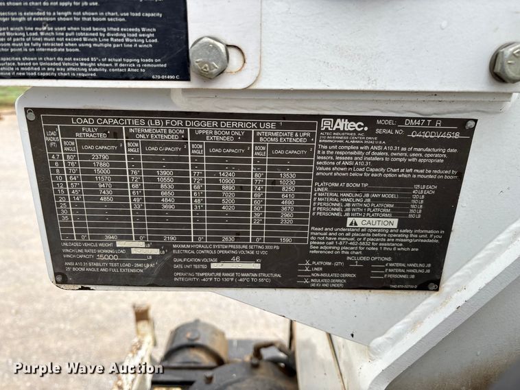 image for item ED2287 2011 Kenworth T370 digger derrick truck