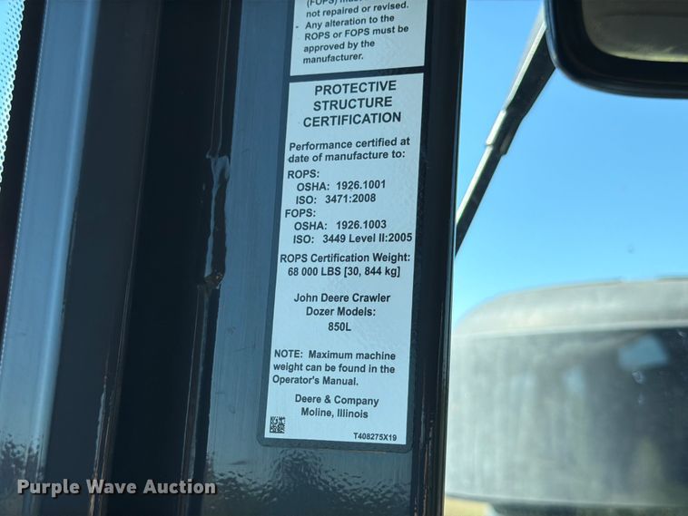 image for item ED5972 2022 John Deere 850L WLT dozer