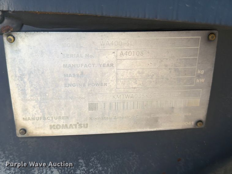 image for item ED5982 2004 Komatsu WA400-5L wheel loader