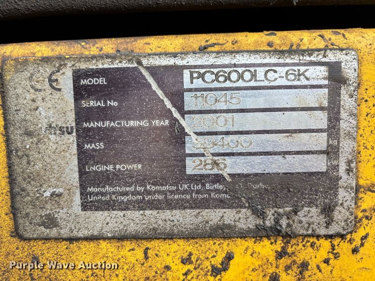 image for item EE4122 2001 Komatsu PC600 LC-6K excavator