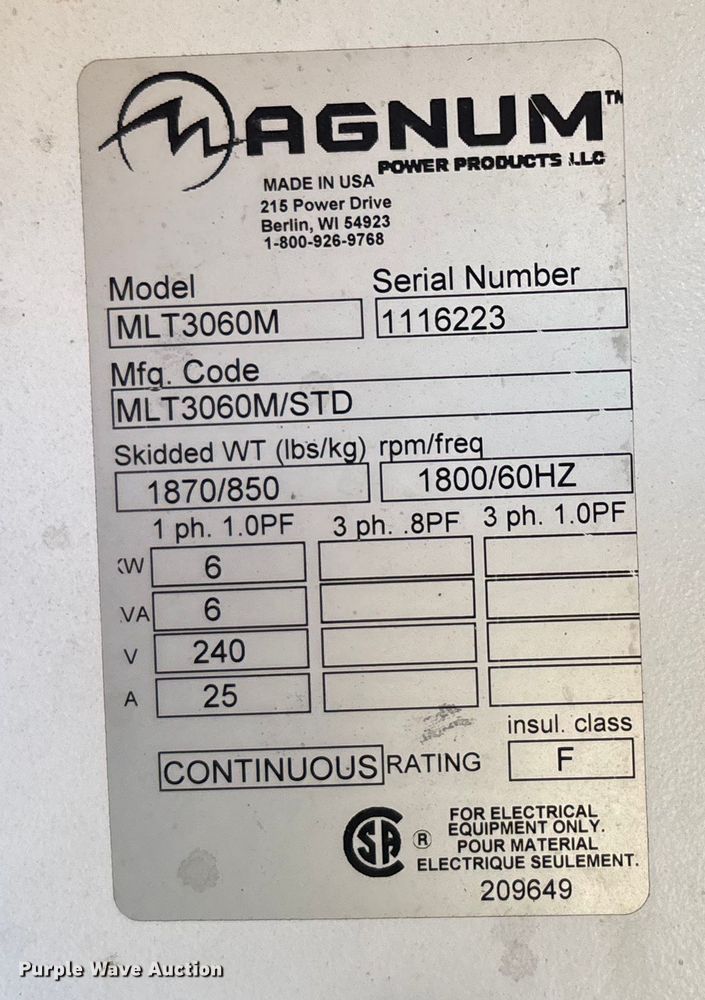 image for item EE4138 2011 Magnum MLT3060M light plant