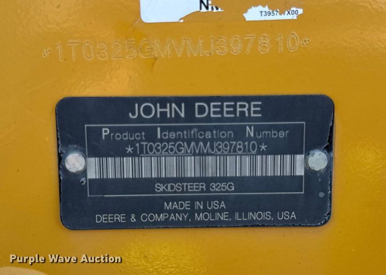 image for item EF2219 2021 John Deere 325G tracked skid steer loader