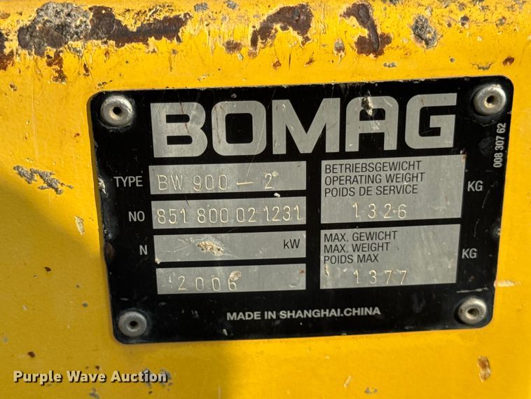 image for item EF2242 2006 Bomag BW 900-2 double drum vibratory roller