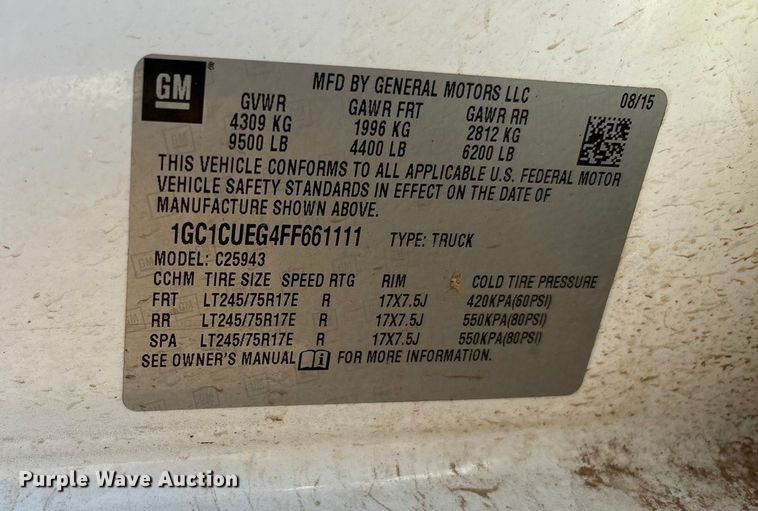 image for item EF6111 2015 Chevrolet Silverado 2500HD Crew Cab pickup truck