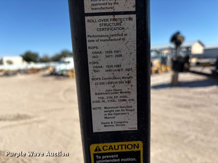 image for item EF6125 2015 John Deere 310SL backhoe