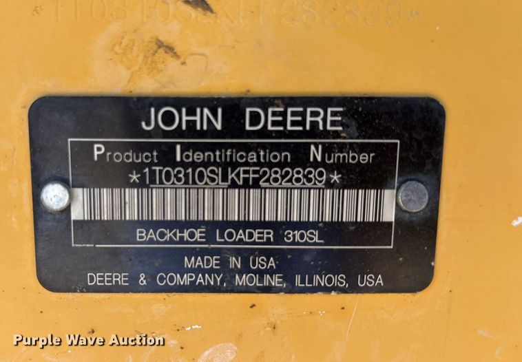 image for item EF6125 2015 John Deere 310SL backhoe