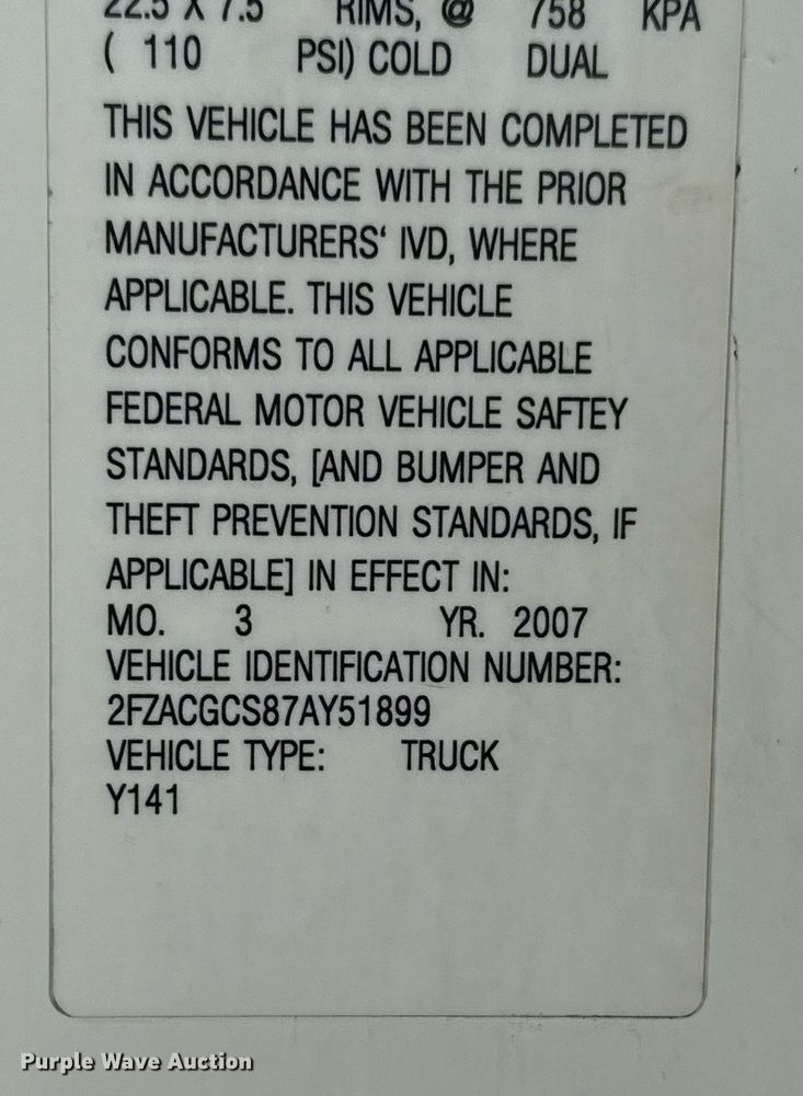 image for item EG6037 2007 Sterling Acterra utility / service truck
