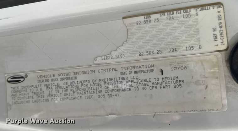 image for item EG6118 2007 Sterling Acterra crane truck