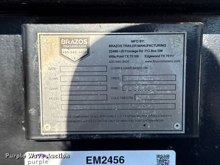 image for item EM2456 2024 Brazos Pitboss bottom dump trailer