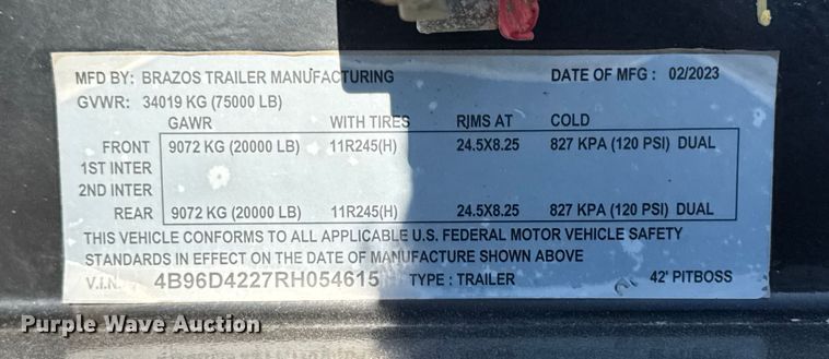 image for item EM2456 2024 Brazos Pitboss bottom dump trailer