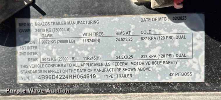 image for item EM2457 2024 Brazos Pitboss bottom dump trailer