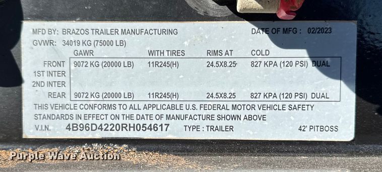 image for item EM2460 2024 Brazos Pitboss bottom dump trailer