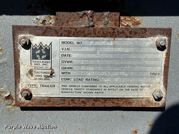 image for item EM2472 1998 Trail King TK110HDG-503 lowboy equipment trailer