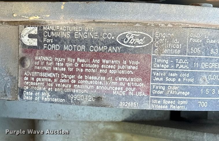 image for item EM6113 1995 Ford LN8000 sewer jetter truck