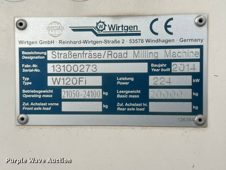 image for item EM8408 2014 Wirtgen W120Fi milling machine