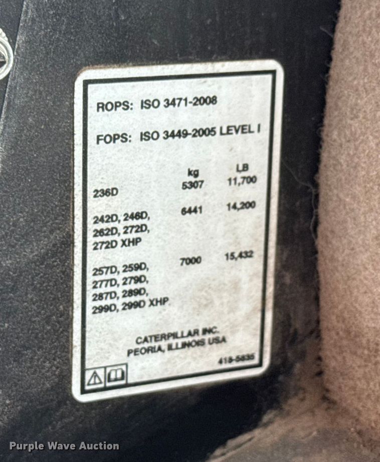 image for item EM8419 2014 Caterpillar 262D skid steer loader