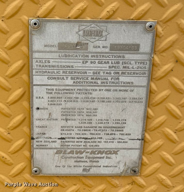 image for item EM8421 1985 Blaw-Knox RW195C road widener