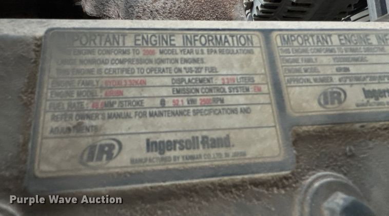 image for item EM8426 2007 Ingersoll Rand P185WIR air compressor