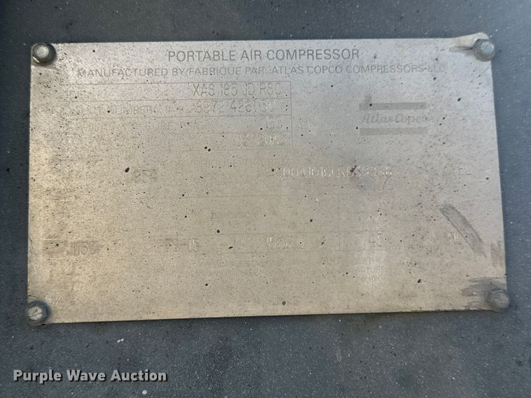 image for item EM8434 2012 Atlas Copco XAS 185 JD RSC air compressor