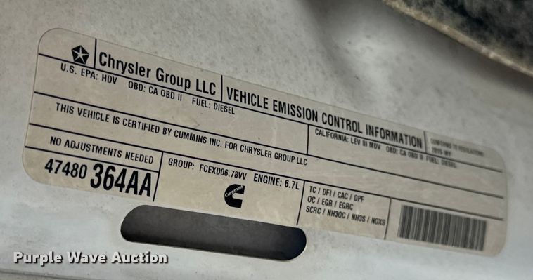 image for item EN0559 2015 RAM 2500 Crew Cab utility bed pickup truck