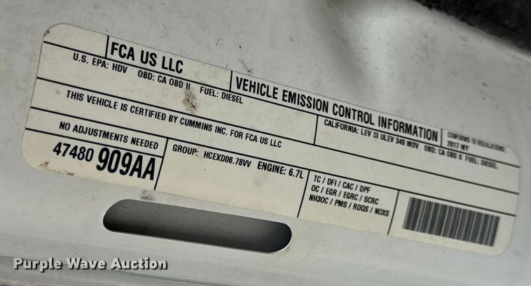 image for item EN0560 2017 RAM 2500 Crew Cab utility bed pickup truck