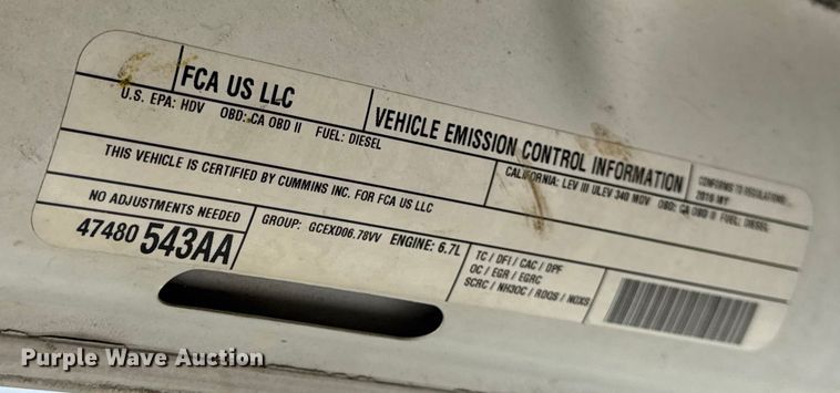 image for item EN0563 2016 RAM 2500 Crew Cab utility bed pickup truck