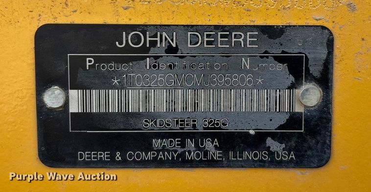 image for item EN5591 2021 John Deere 325G tracked skid steer loader