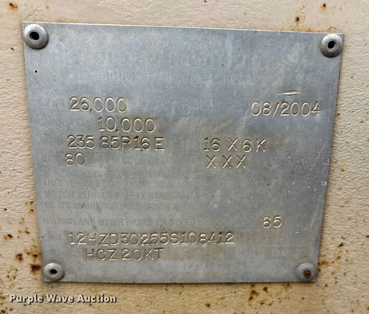 image for item EN5616 2005 Holden Industries HCZ20KT equipment trailer