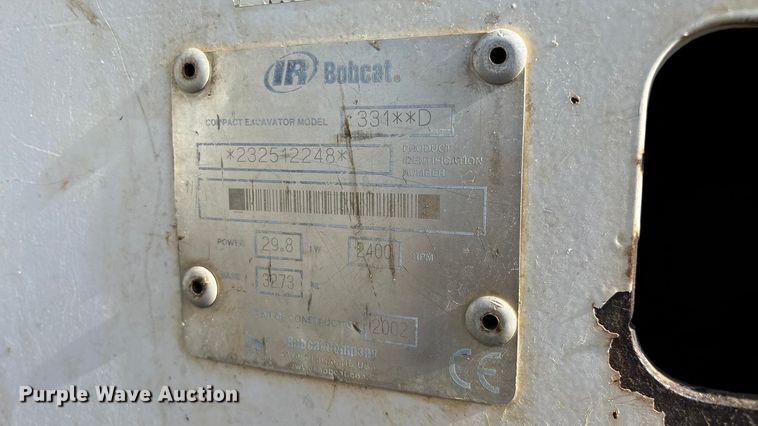 image for item EN5711 2001 Bobcat 331D  mini excavator