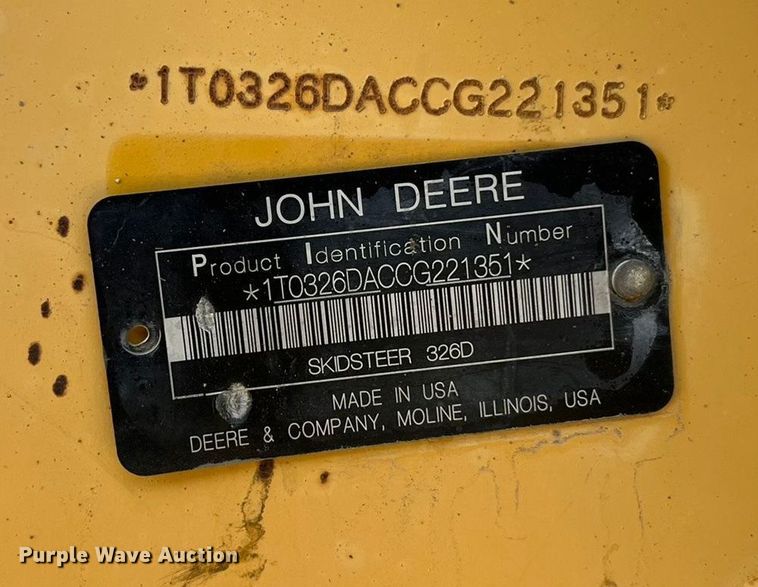 image for item EN5712 2012 John Deere 326D skid steer loader