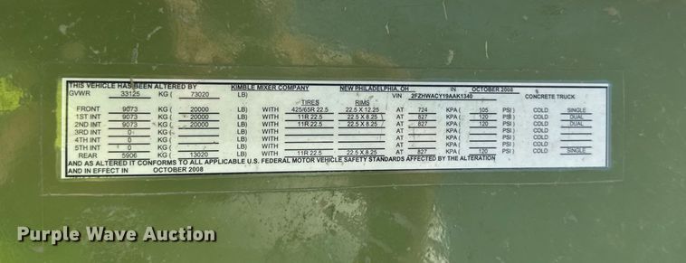 image for item ER0055 2009 Sterling L-Line ready mix truck