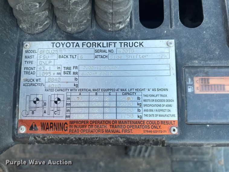 image for item ES5002 Toyota 8FGU25 forklift