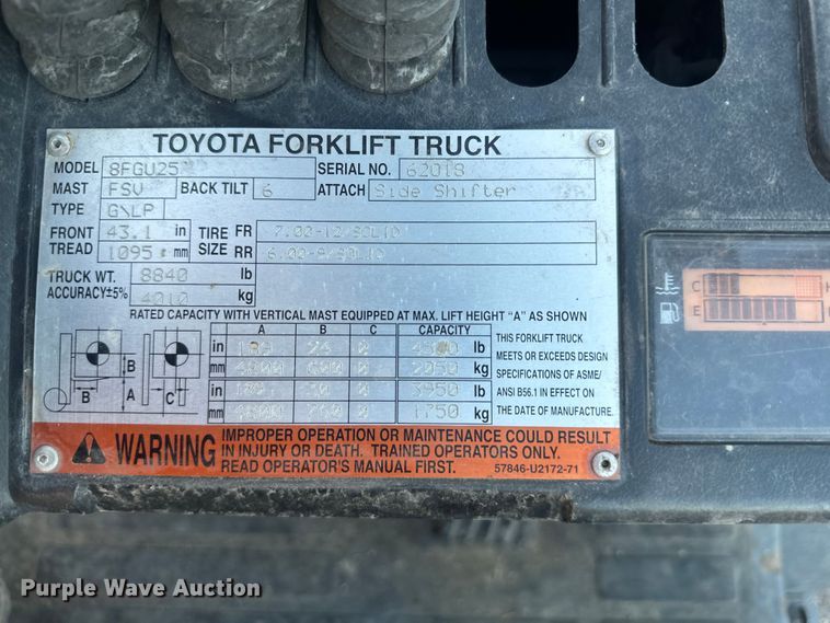 image for item ES5002 Toyota 8FGU25 forklift