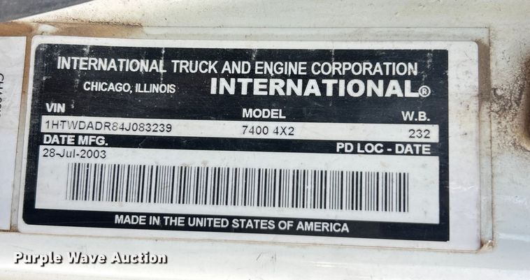image for item ET3355 2004 International 7400 sewer jetter truck