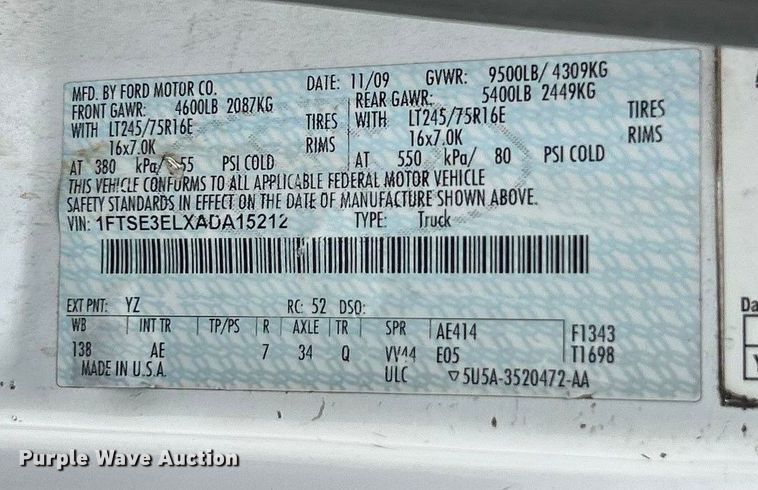 image for item ET3396 2010 Ford E350 Super Duty van with bucket lift