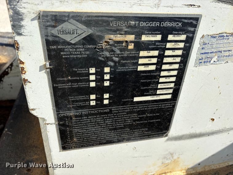 image for item ET7169 2018 Freightliner Business Class M2 digger derrick truck