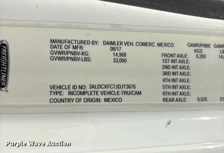 image for item ET7169 2018 Freightliner Business Class M2 digger derrick truck