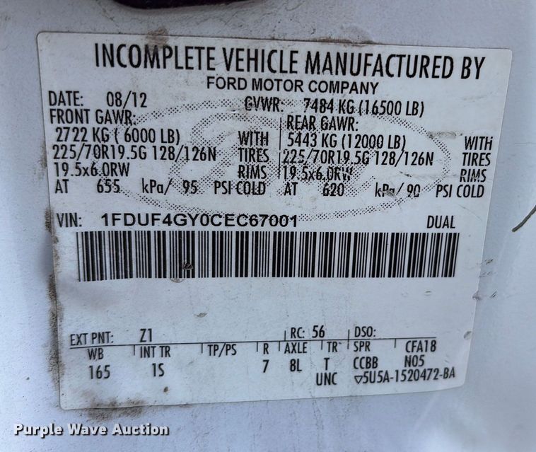 image for item ET7175 2012 Ford F450 bucket truck