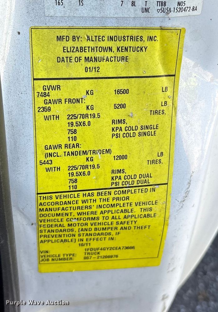 image for item ET7226 2012 Ford F450 Super Duty bucket truck