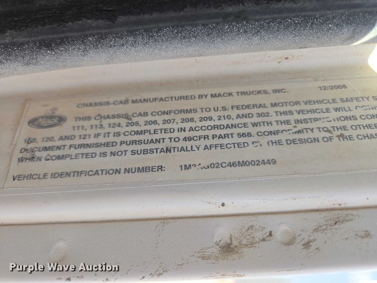 image for item EU3781 2006 Mack CV ready mix truck