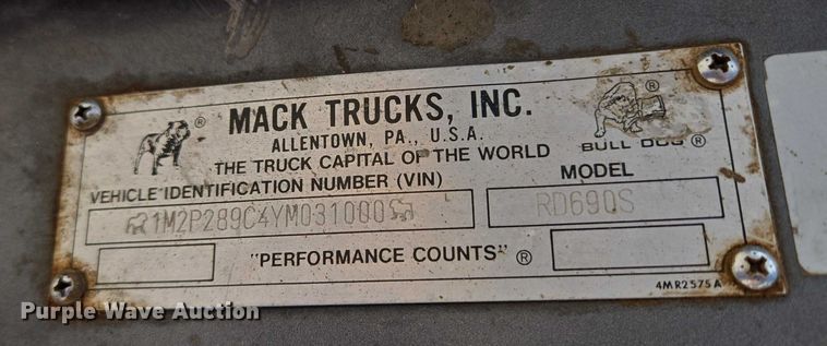 image for item EU3785 2000 Mack RD690S ready mix truck