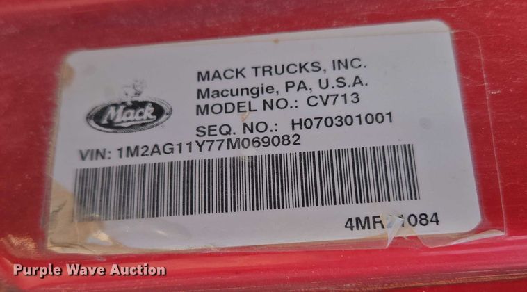 image for item EU3787 2007 Mack CV713 dump truck