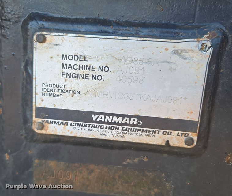 image for item EU3924 Yanmar VIO35-6A mini excavator