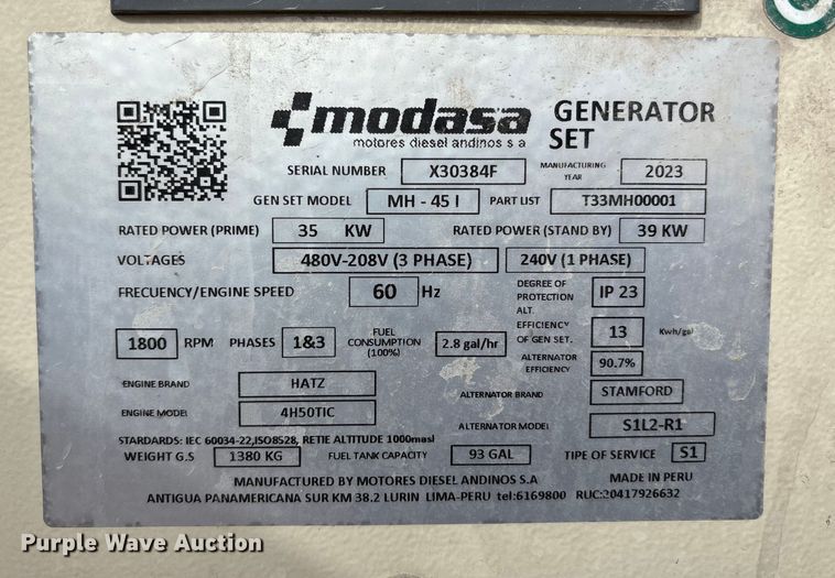 image for item EU4628 2023 UQ Power MH-45I generator