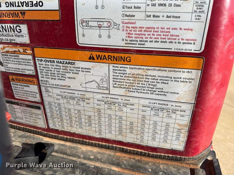 image for item EU5160 2023 Yanmar SV08-1D mini excavator