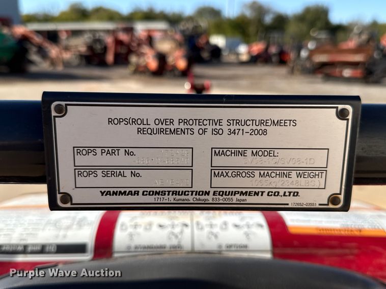 image for item EU5160 2023 Yanmar SV08-1D mini excavator