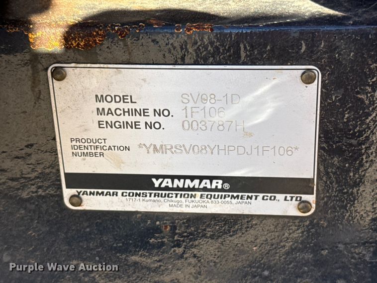 image for item EU5160 2023 Yanmar SV08-1D mini excavator