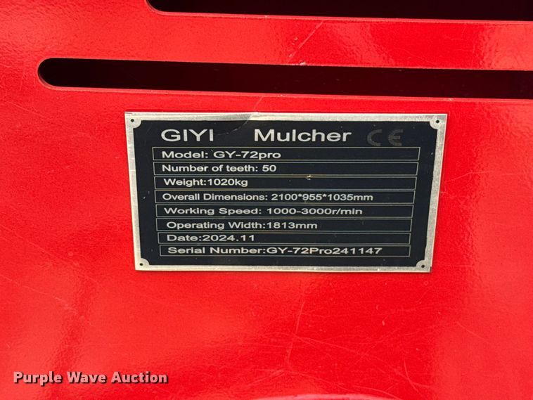 image for item EU5231 2024 GIYI GY-72 Pro skid steer mulcher